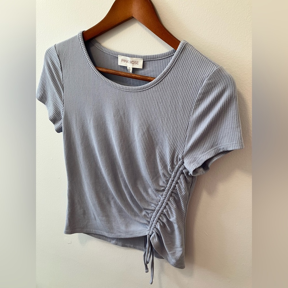 Pink Rose Drawstring Ruched Top - Picture 4 of 7